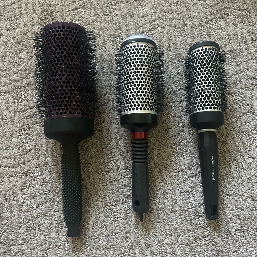 Set of 3 Round Ceramic Hair Brushes